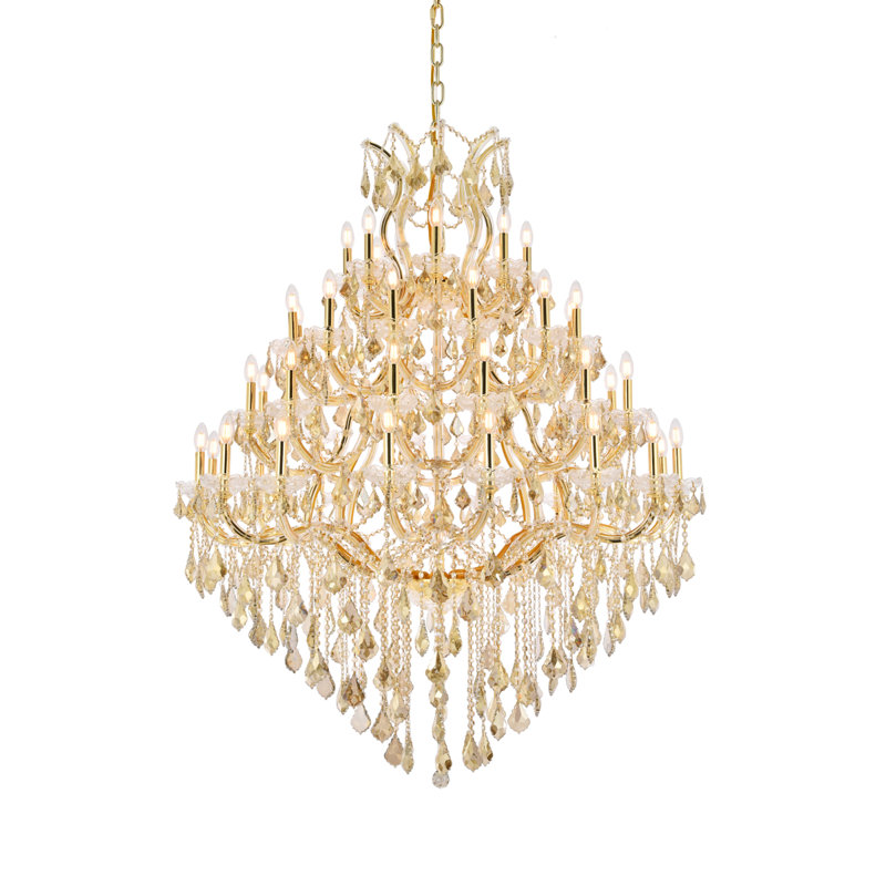 Yarmouth 49 - Light Glass Chandelier, Gold / Golden Teak (Smoky) / Royal Cut, 62" H x 46" W x 46" D