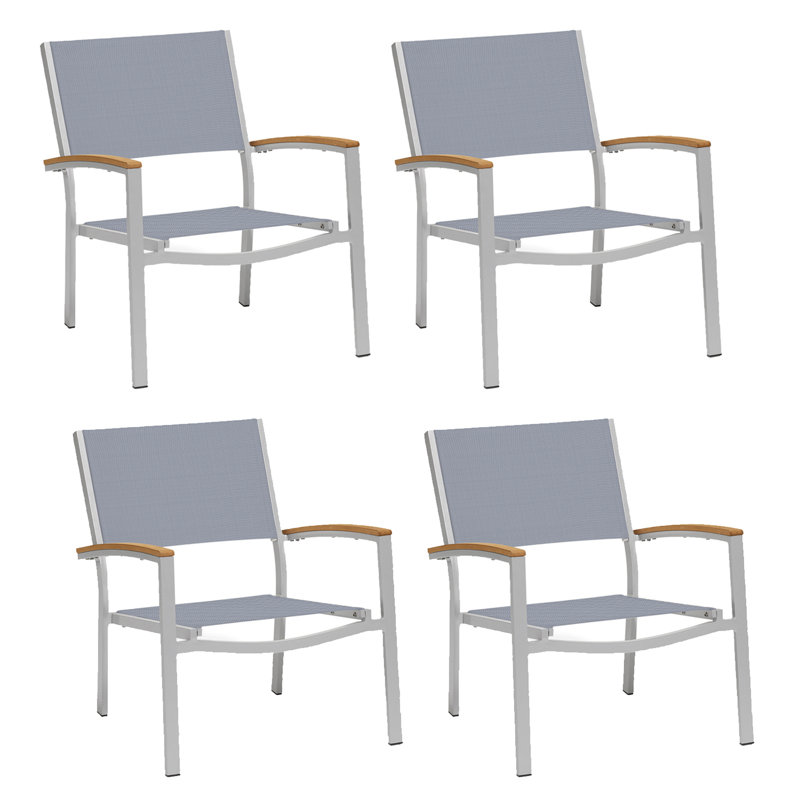 Travira Outdoor Lounge Chair, Natural Tekwood, Slate