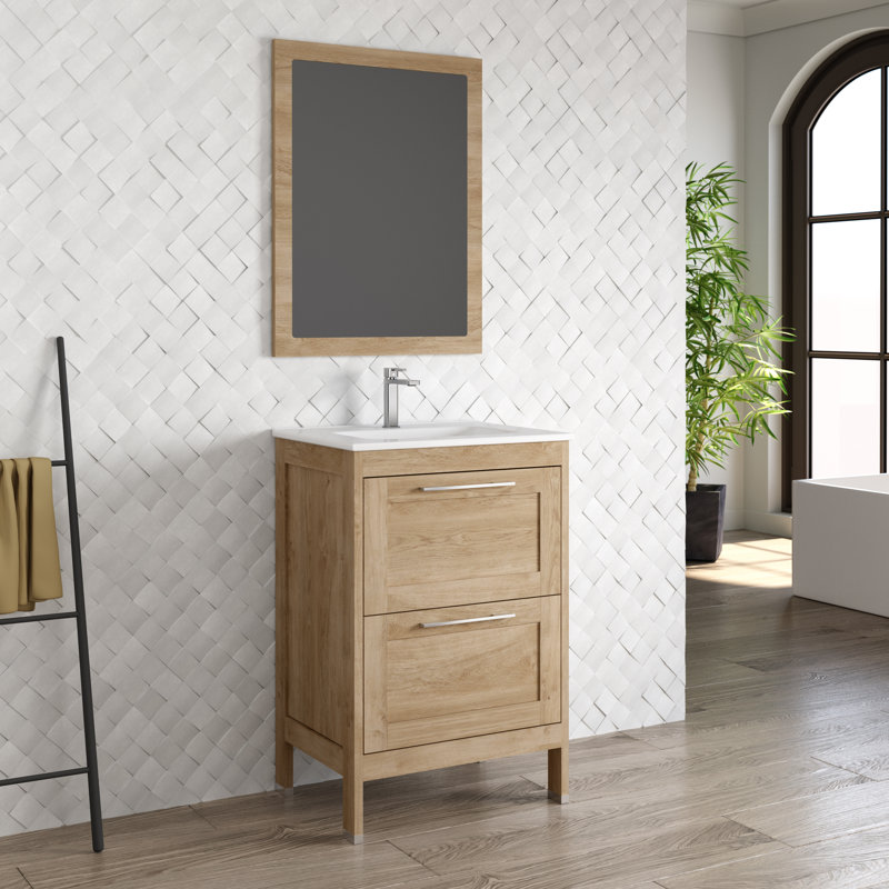 Base de meuble-lavabo mural simple 24 po Lakeside, Chêne