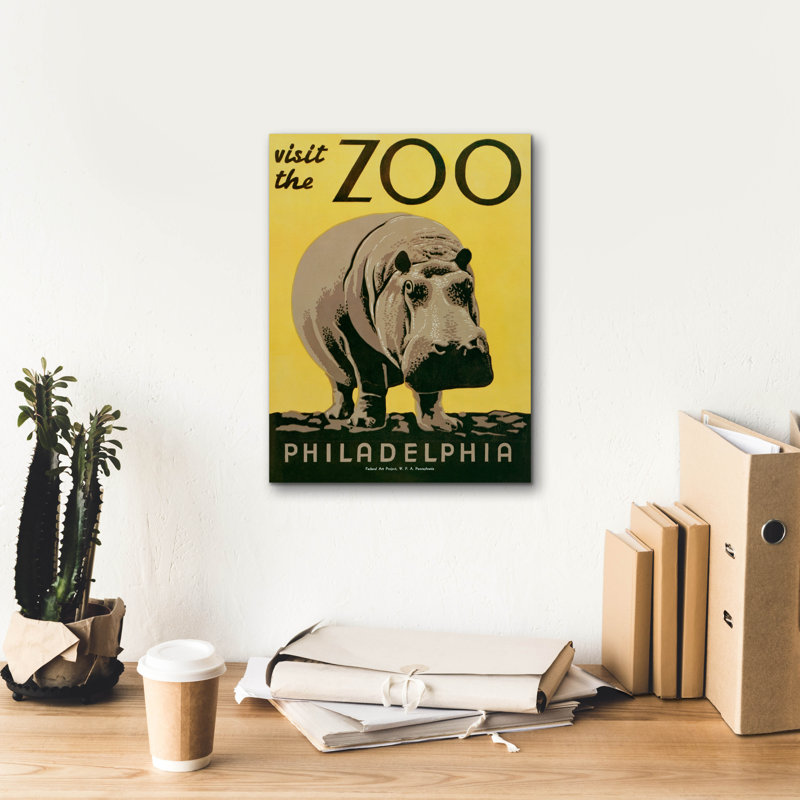 «Visit the zoo» par Inconnu, art mural sur toile, H 16 po x l 12 po x P 0,75 po