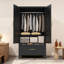 Armoire-penderie 60 po en métal noir avec 2 portes, tringle, tiroir et tablette | Idée cadeau