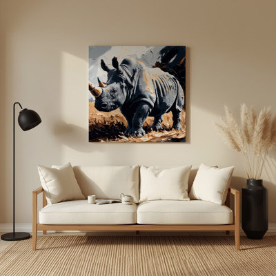 Faune, art mural noir en métal, rhinocéros noir