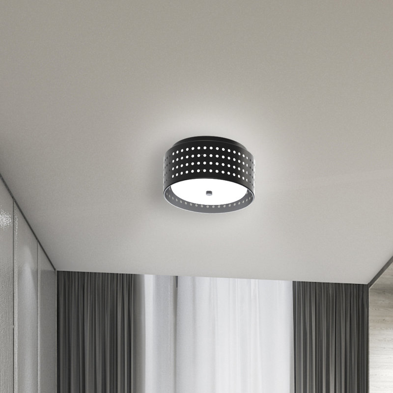 Glass Flush Mount, Matte Black