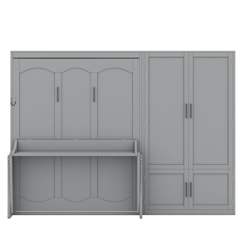 Lit escamotable mural avec placard, Gris