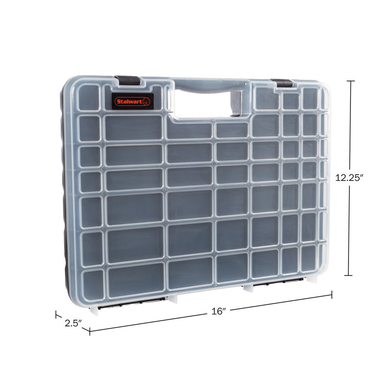 Stalwart 55-Comparment Small Lockable, Portable Toolbox Box for Office Supplies and Craft Storage