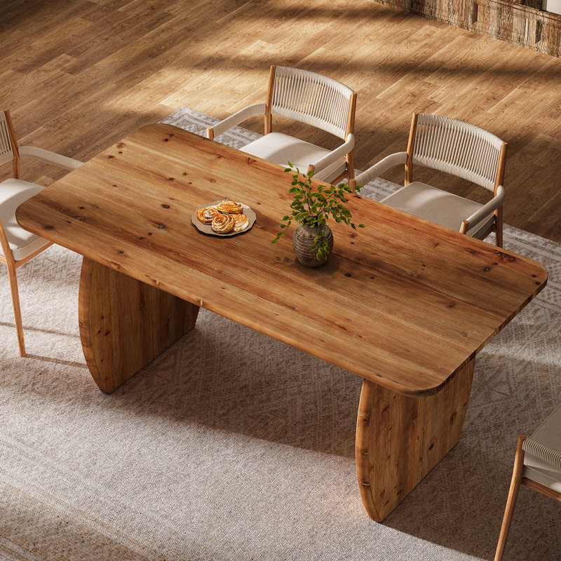 Table de salle à manger en bois massif 63 po, table de salle à manger rectangulaire pour 4 personnes