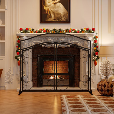 Iron Fireplace Screen With 2 Doors