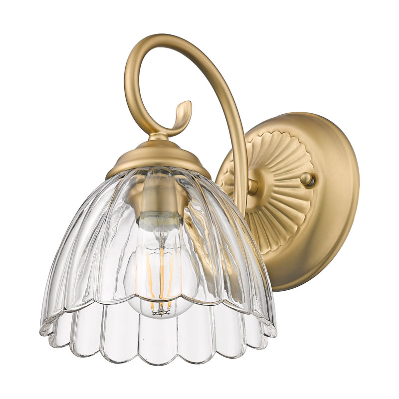 Applique murale 1 lumière avec verre transparent Khyra, Bronze champagne brossé