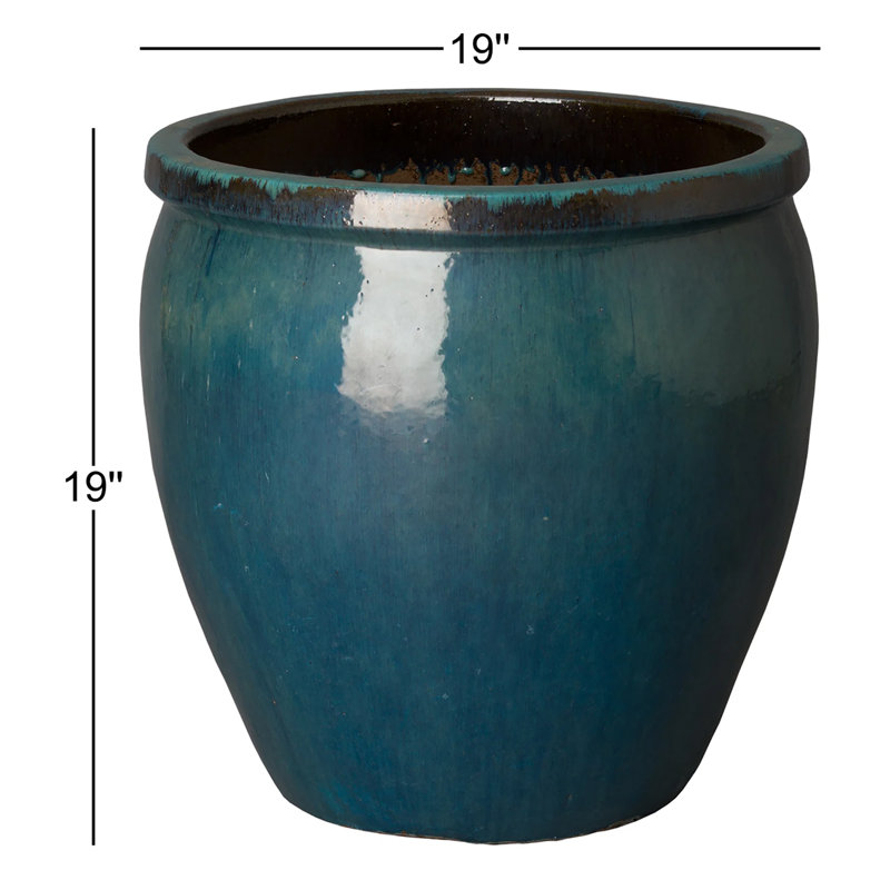 Pot à fleurs en argile Kénédy, H 19 po x l 19 po x P 19 po, Bleu sarcelle