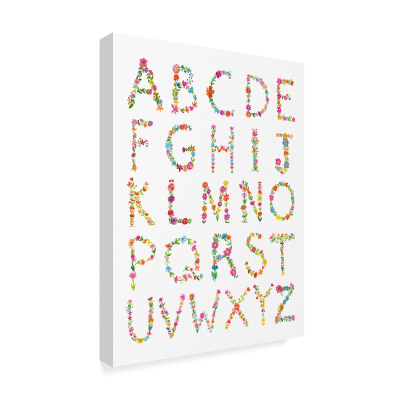« floral alphabet », art sur toile, H 19 po x l 14 po x P 2 po