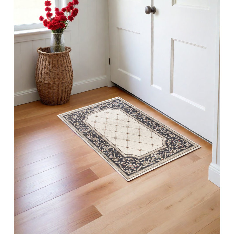 Tapis gris et ivoire Onaga, Rectangle 3 pi 3 po x 5 pi 3 po