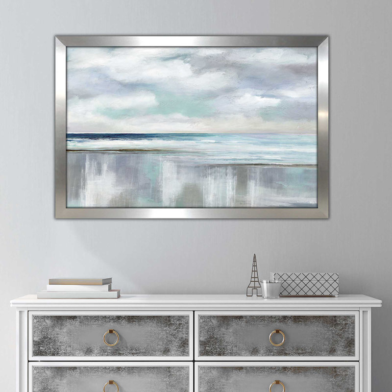 « Sunrise » de Nan, reproduction, H 21,5 po x l 27,5 po x P 0,75 po, Encadrement argenté