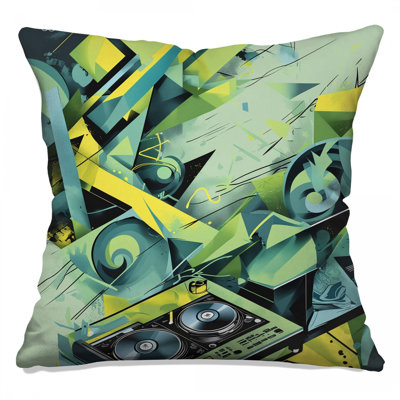 Abstract DJ Turntable Double Sided Throw Pillows