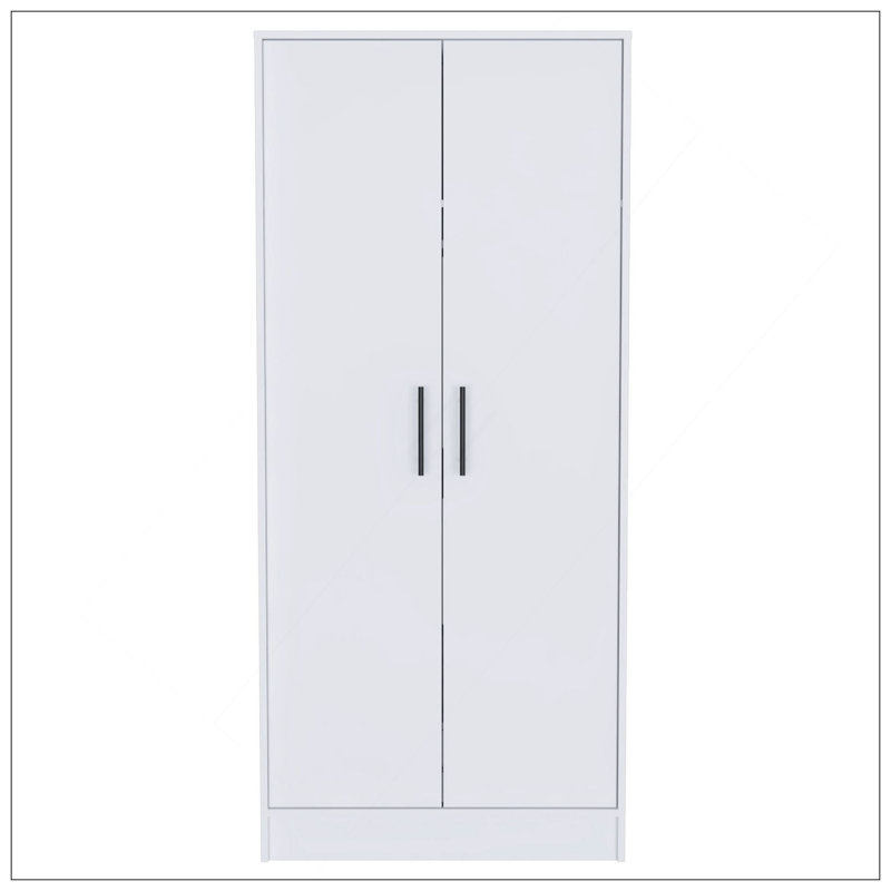 Armoire Ambery 180, deux tablettes, porte double, tringle en métal, un tiroir