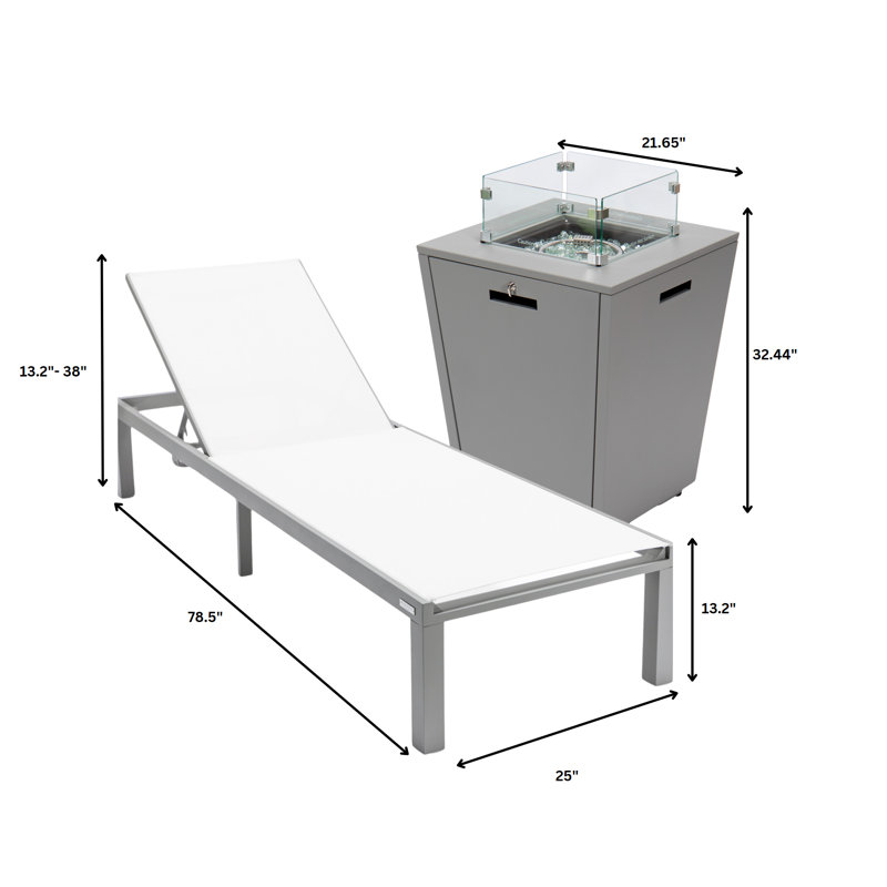 Outdoor Chaise Lounge Set, White, Gray