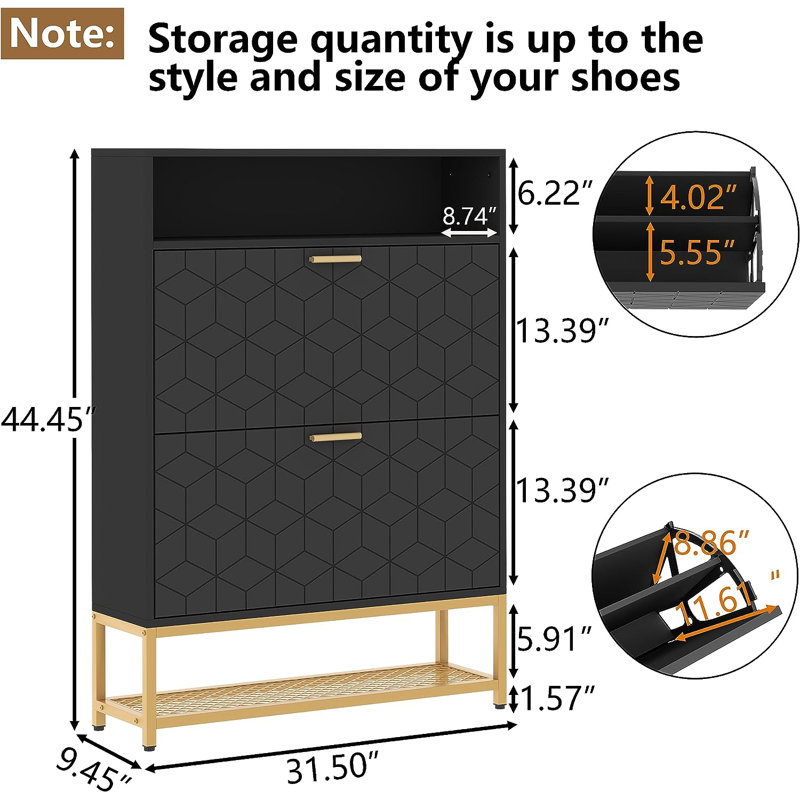 24 Pair Shoe Storage Cabinet, 3D Pattern
