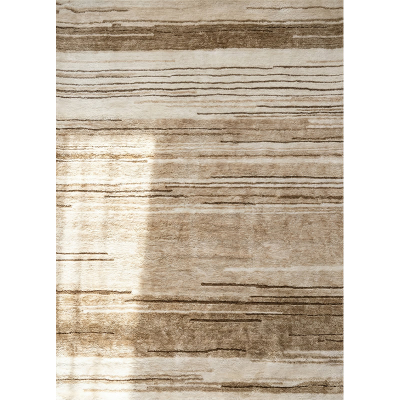 Rug Branch Karsoni 5' x 8' (5'3" x 7'7") Beige/Brown Linear Abstract Indoor Area Rug, Comtemporary, Medium Pile, Stain-Resistant Carpet - Living Room, Bedroom, Dining Room, and Kitchen