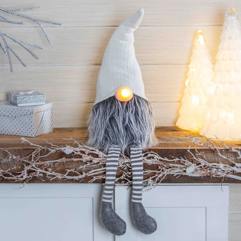Gnome assis à DEL en tissu avec de longues pattes