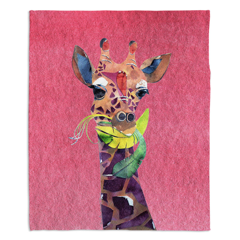 Couverture girafe, 51 po x 60 po, Rose clair