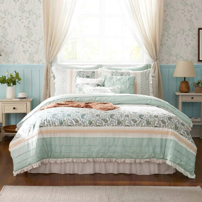 Édredon 9 pièces pour très grand lit de style campagnard avec literie et coussins décoratifs inclus, taies décoratives, taies décoratives européennes, ensemble de couettes et de coussins décoratifs en coton, 3 coussins décoratifs