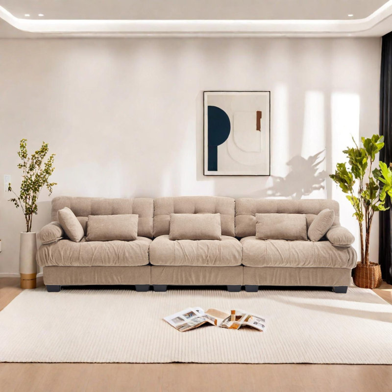 Canapé modulaire modulaire à assise profonde confortable, Crème