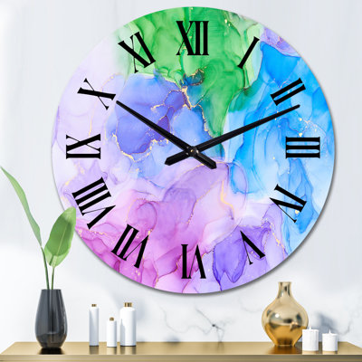 Multicolor Luxury Abstract Fluid Art - Modern Wall Clock
