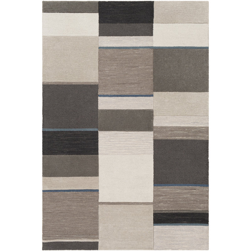 Amyerra Wool Geometric Indoor Rug, Rectangle 8'10" x 12'
