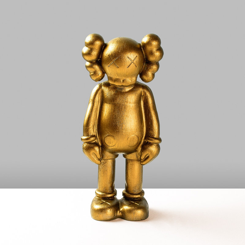Hand-Painted Decorative Object, Gold Finish, 4.7 x 10.2 x 3.1 inches | 100% Polyester Material | Unique Home Accent with Elegant Design, Ideal for Living Room, Office, or Gallery Display, Color Variations May Occur