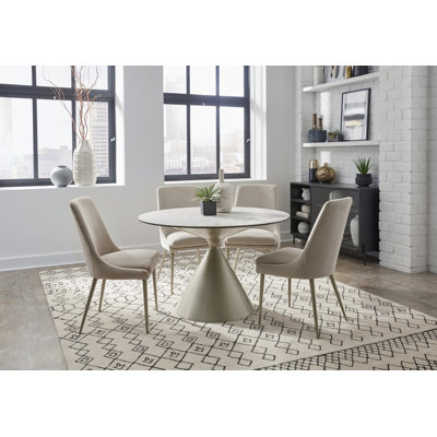 Round Stone Top Metal Base Dining Table