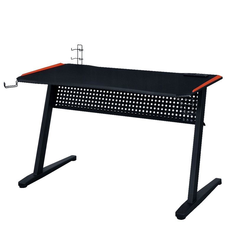 Bureau de jeu noir et rouge avec lumière DEL et port USB