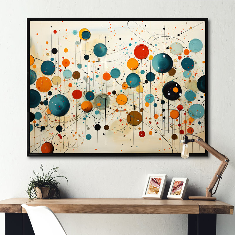 «Green Green Beige Mid Century Abstract Retro IV - Abstract Midcentury Large, art mural», H 16 po x l 32 po x P 1 po, Noir