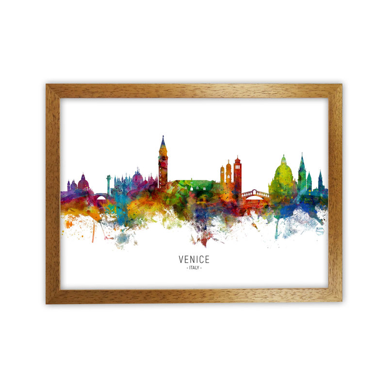 Venice Italy Skyline by Michael Tompsett - Print, Brown Framed, 64cm H x 88cm W x 3cm D