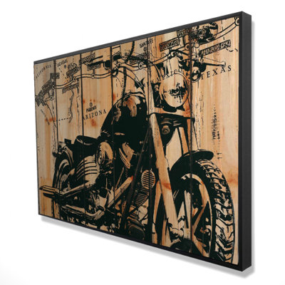 " Motorcycle On Wood Background "