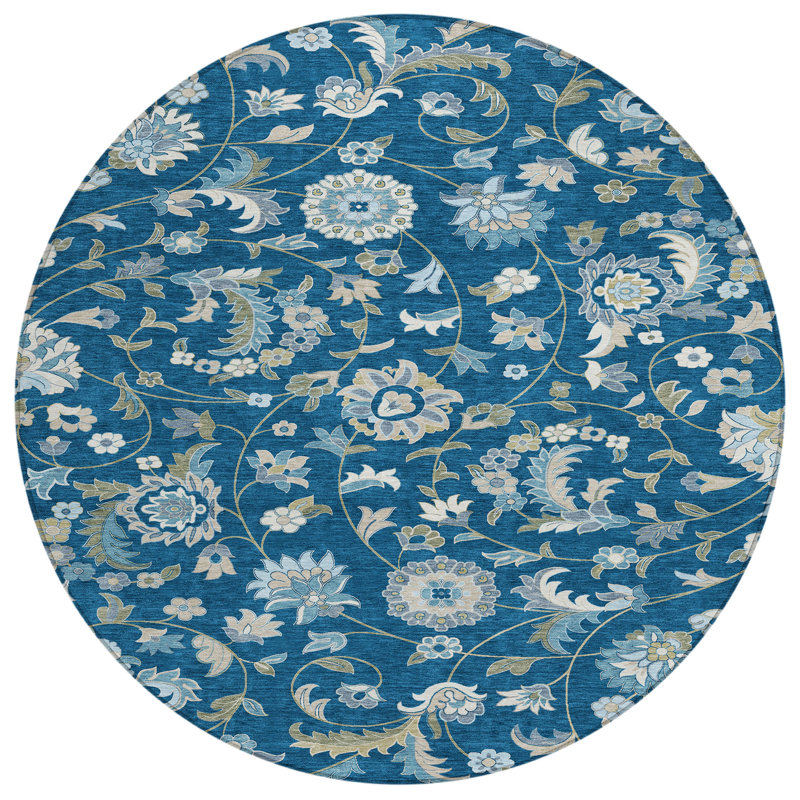 Tapis intérieur / extérieur bleu Aveline , 8 pi x 8 pi