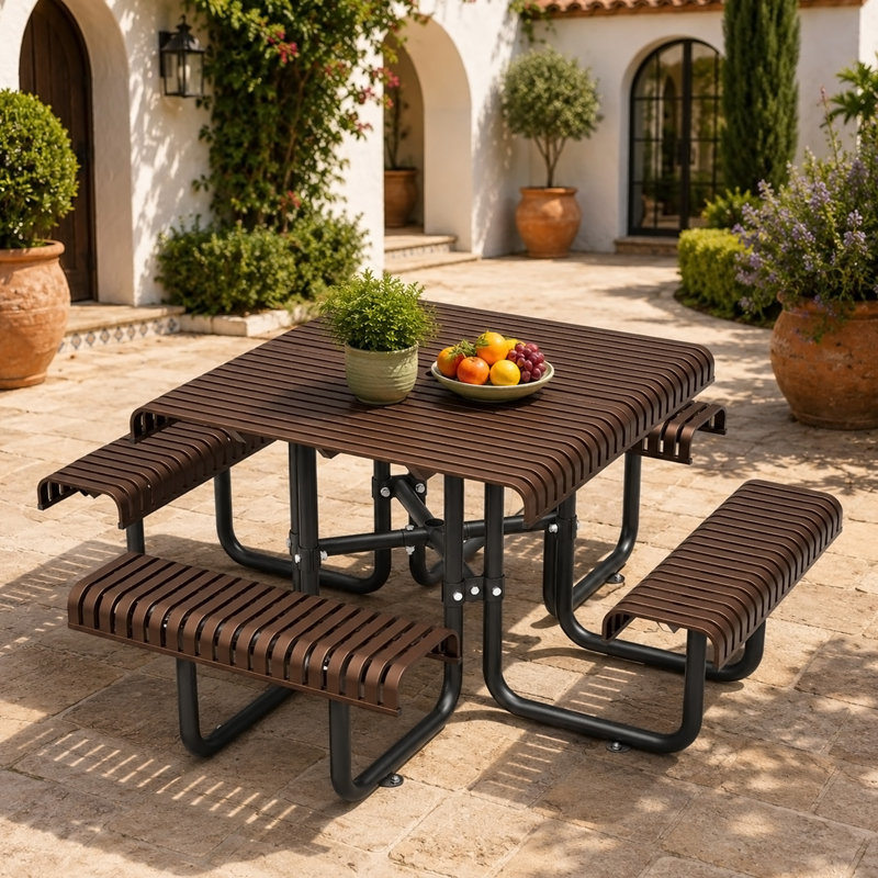 Steel Patio Dining Set Table,