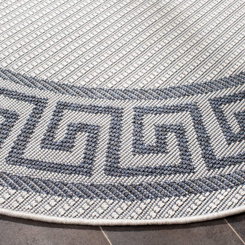 Brympton Performance Machine Washable Geometric Indoor/Outdoor Area Rug, Round 5'3"