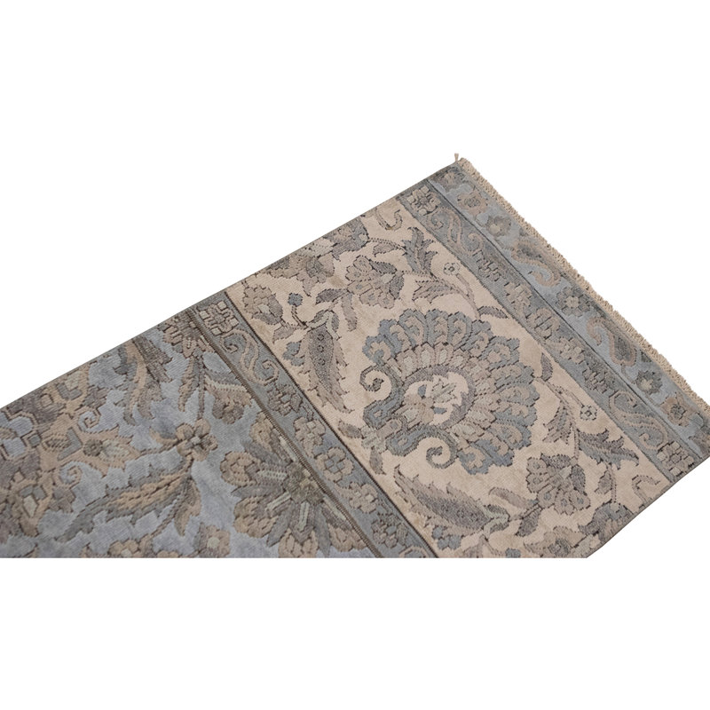 High-Quality Hand-Knotted Light Blue Area Rug