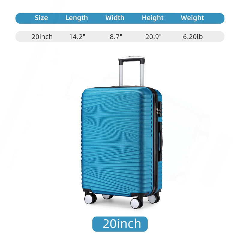 Valise 20 pouces avec roulettes à roulettes Valise rigide extensible, bagage à carreaux 20 po