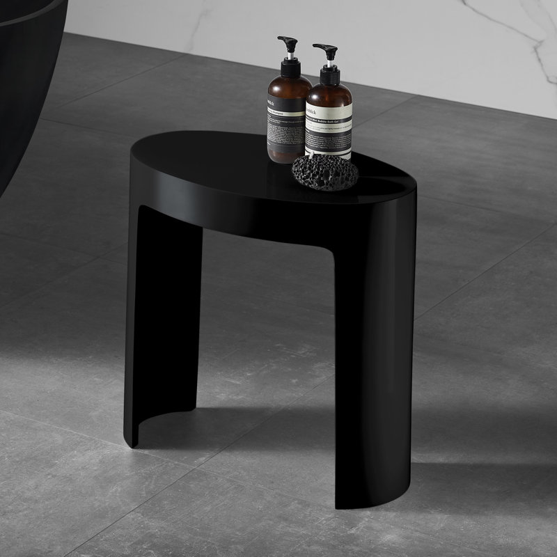 ALFI brand ABST66BM Black Matte Solid Surface Resin Bathroom / Shower Stool, Black