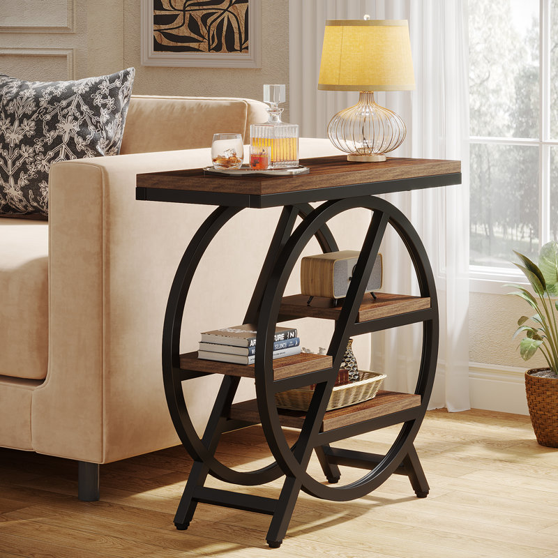 Zekira End Table, Rustic Brown, Black