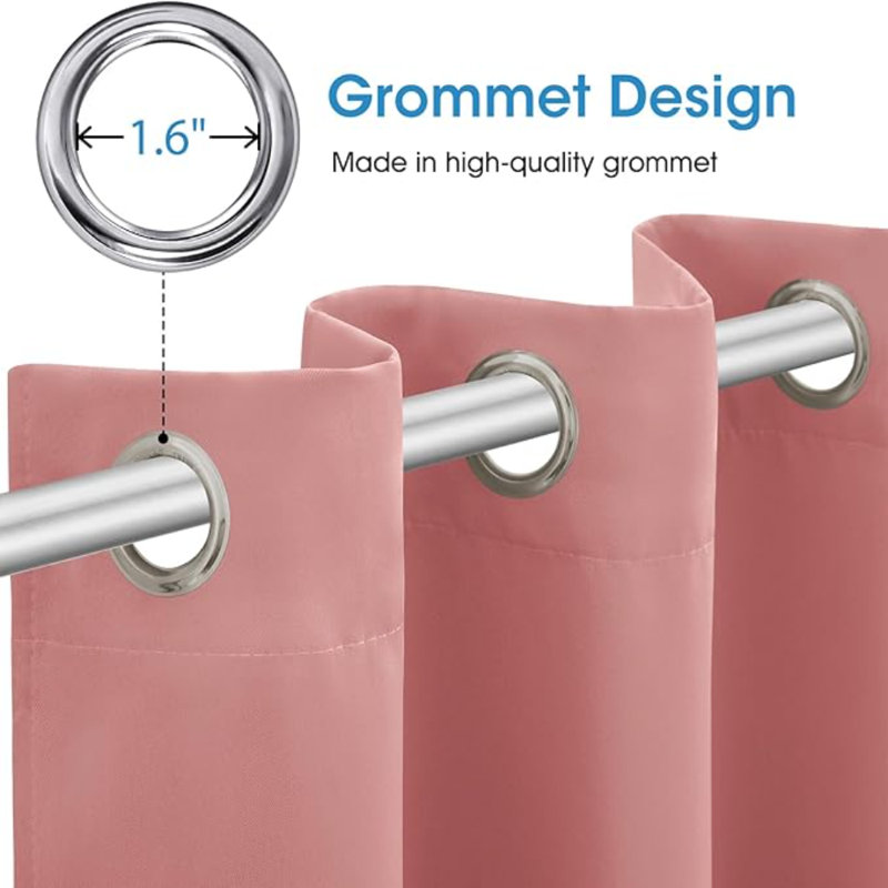 Rideaux occultant corail pour chambre à coucher 52 x 63 pouces Homeideas, L 52 po x L 63 po