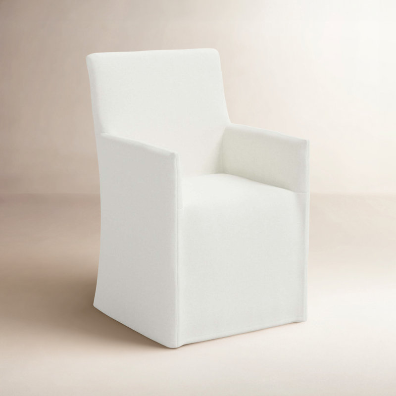 Chaise de salle à manger Silvia, Lin blanc texturé Zuma