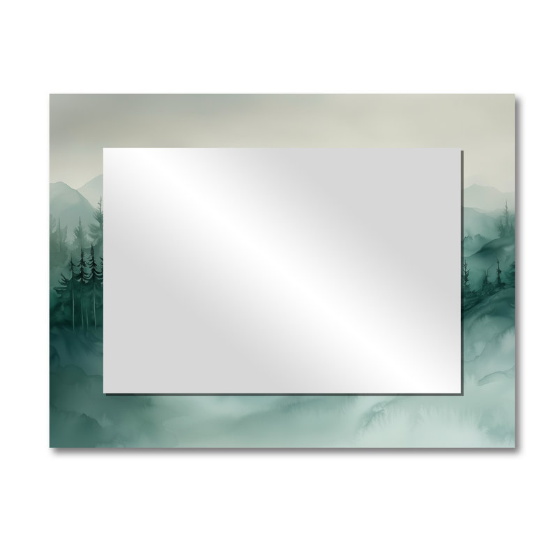 Fading Light Gradient Forest Landscape I - Landscape Mountains Mirror Wall Decor - Printed On Metal, 30" x 40"