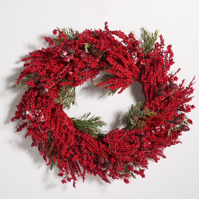 Faux Lighted 27'' Wreath
