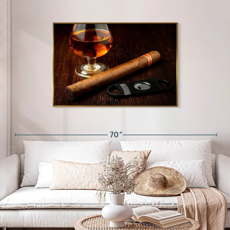 Verre de rhum, Cadre flottant doré, 43 po x 29 po