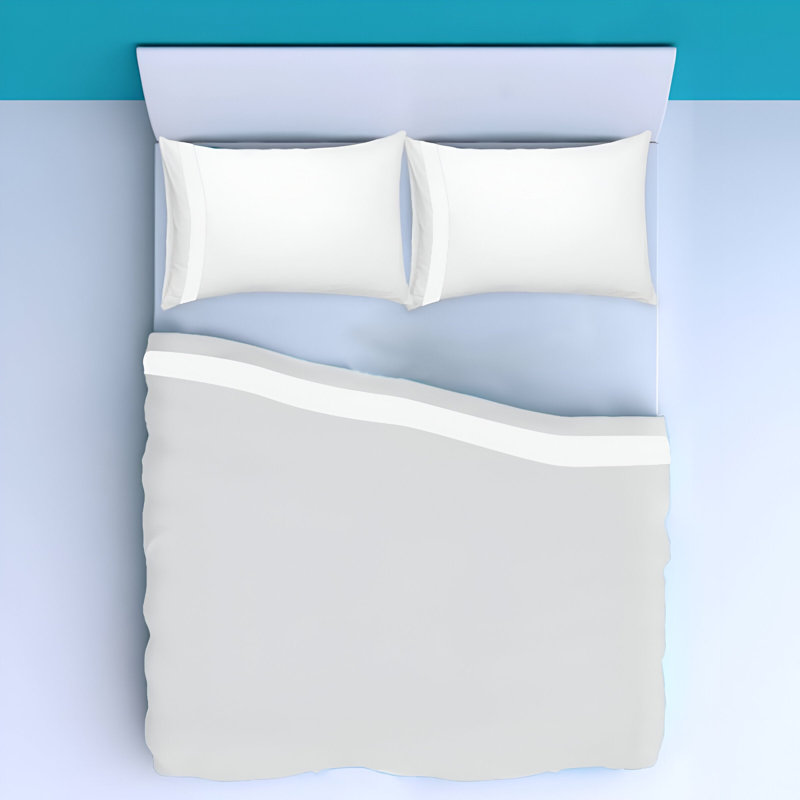 400TC Cotton Sateen Border Frame Cotton 4 Piece Sheet Set Fitted Sheet Fits Upto 16" Deep Pocket, Twin Extra Long Sheet Set