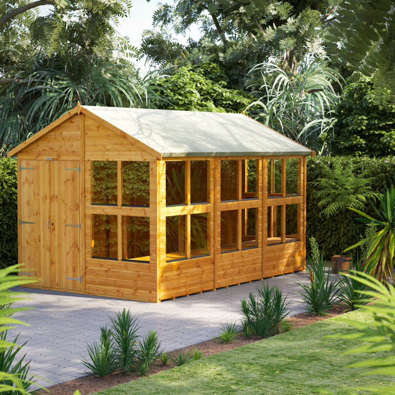 Powersheds 12 x 8ft Timber Tongue & Groove Potting Shed, Double Doors