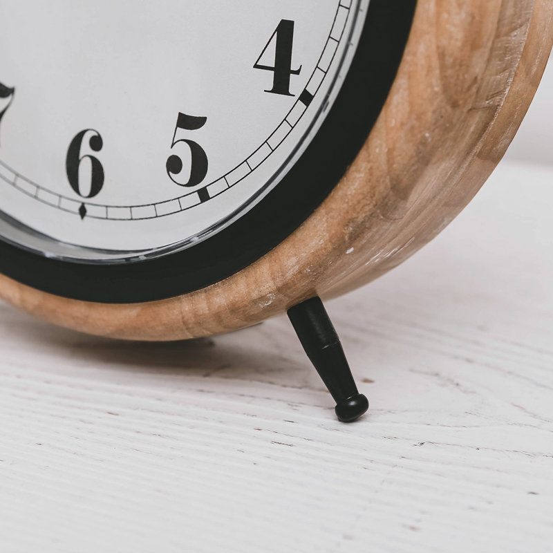 Shivani Ferrante Analog Quartz Tabletop Clock in Natural/Black/Whitewashed
