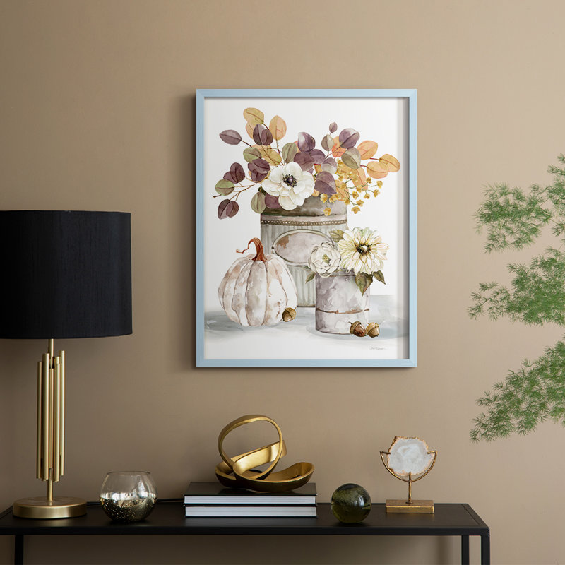 Autumn Arrangement I, reproduction encadrée - bois massif, H 15 po x l 12 po, Bleu
