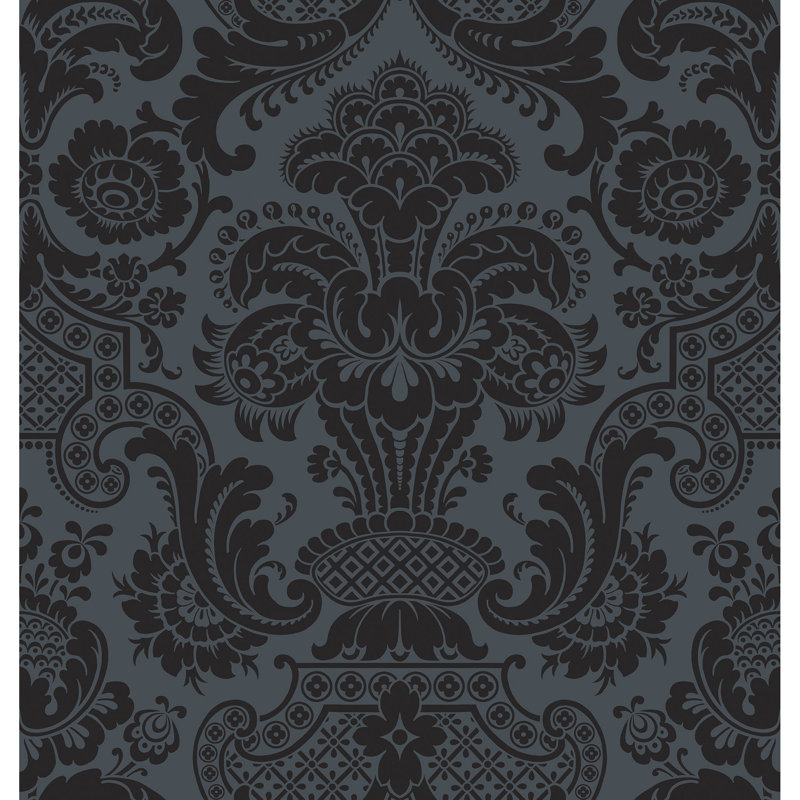 Mariinsky Damask Wallpaper Roll, Charcoal